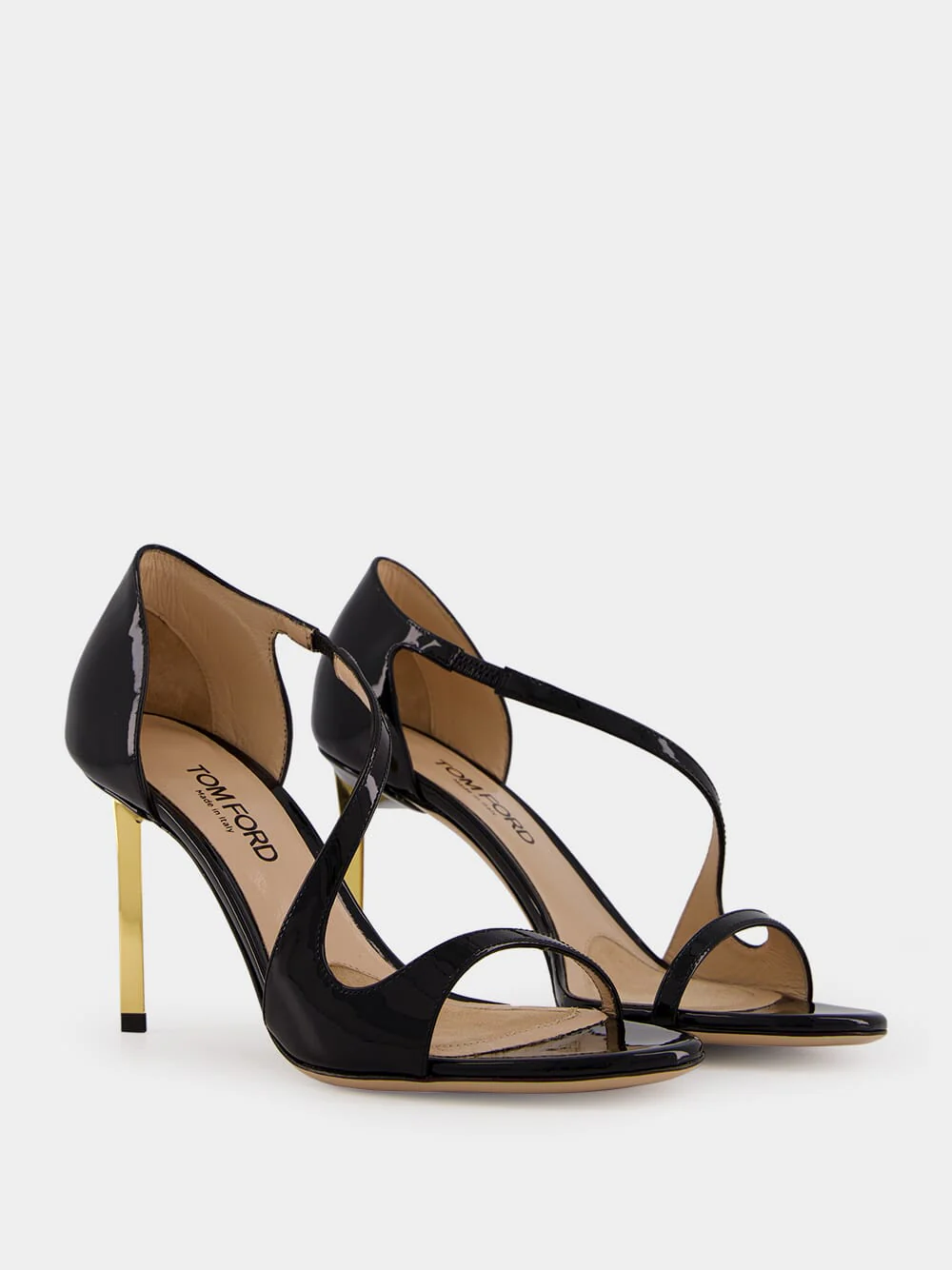 Black Mid-Heel Leather Sandals - Image 3