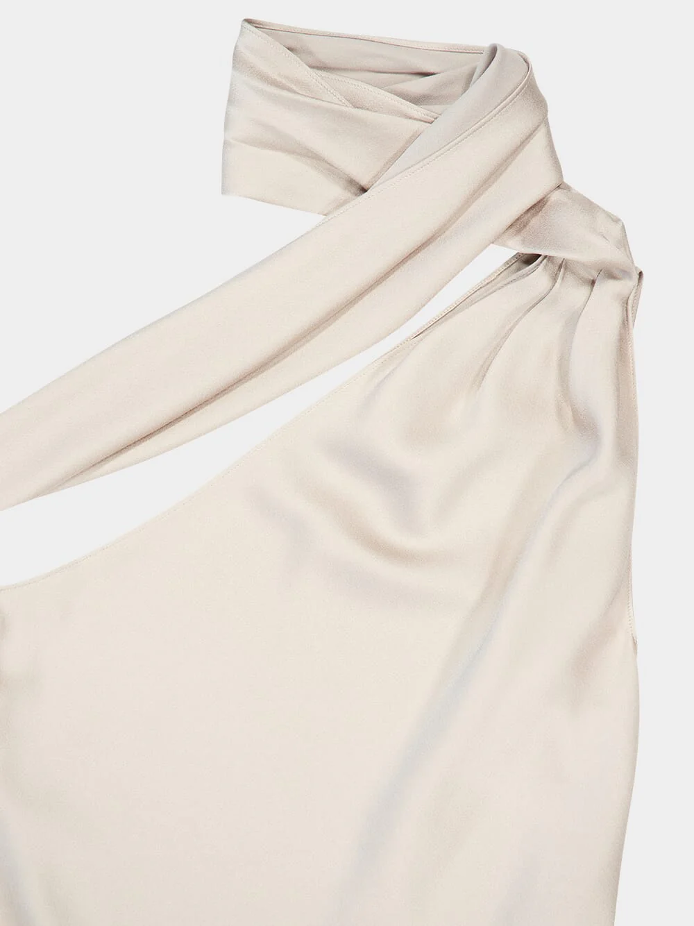 Silver Grey One-Shoulder Scarf Detail Top - Image 3