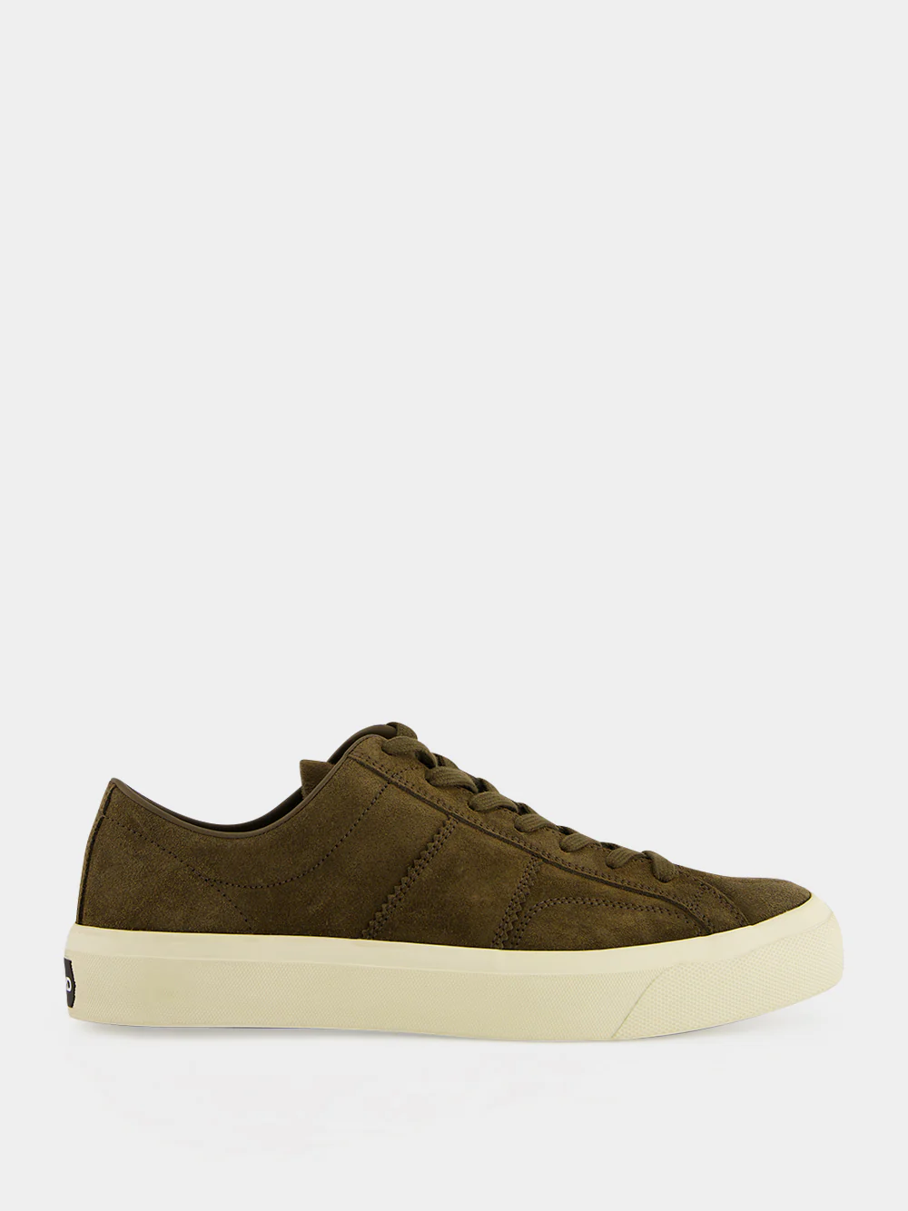 Khaki and Cream Suede Lace-Up Sneakers