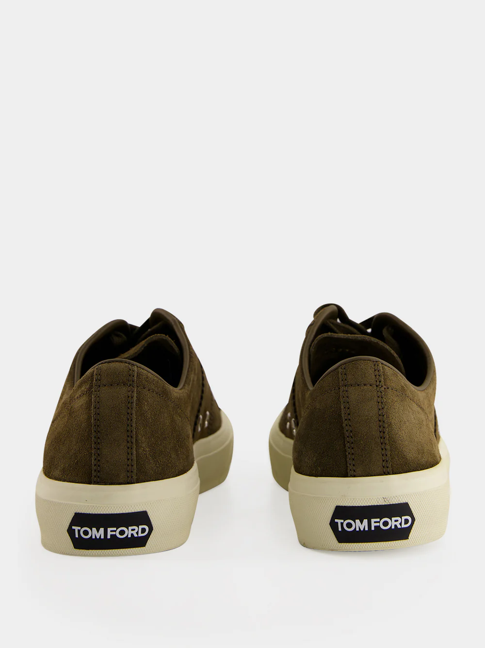 Khaki and Cream Suede Lace-Up Sneakers - Image 5