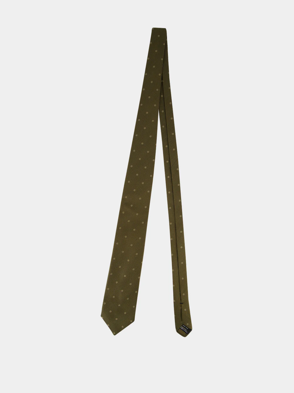 Olive Green Polka Dot Silk Tie - Image 3