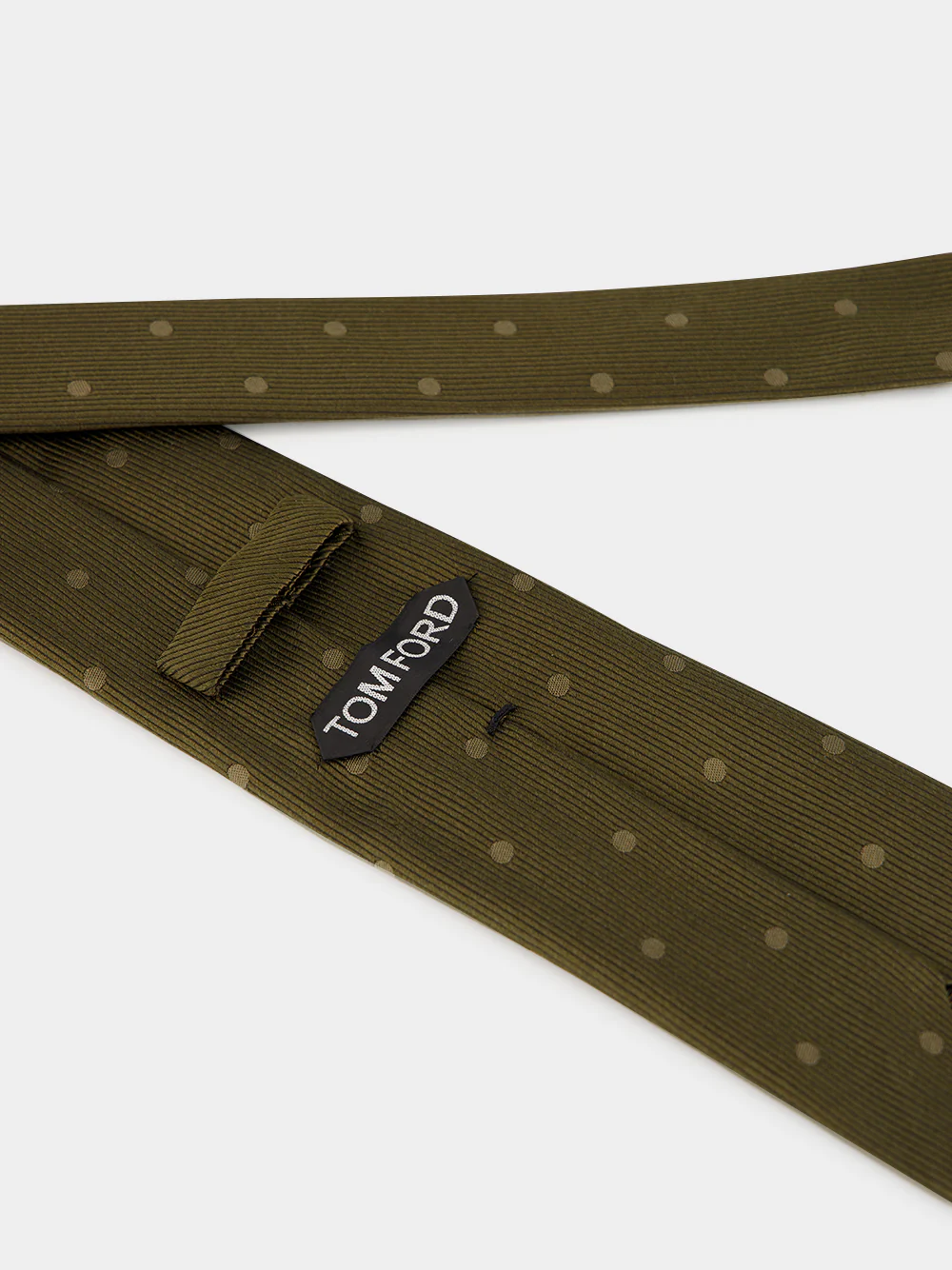 Olive Green Polka Dot Silk Tie - Image 4