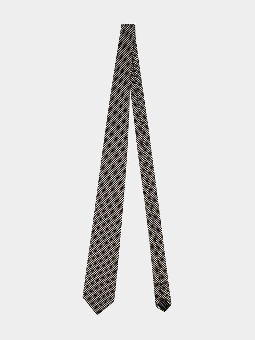 Black and Silver Mulberry Silk Tie - Image 3