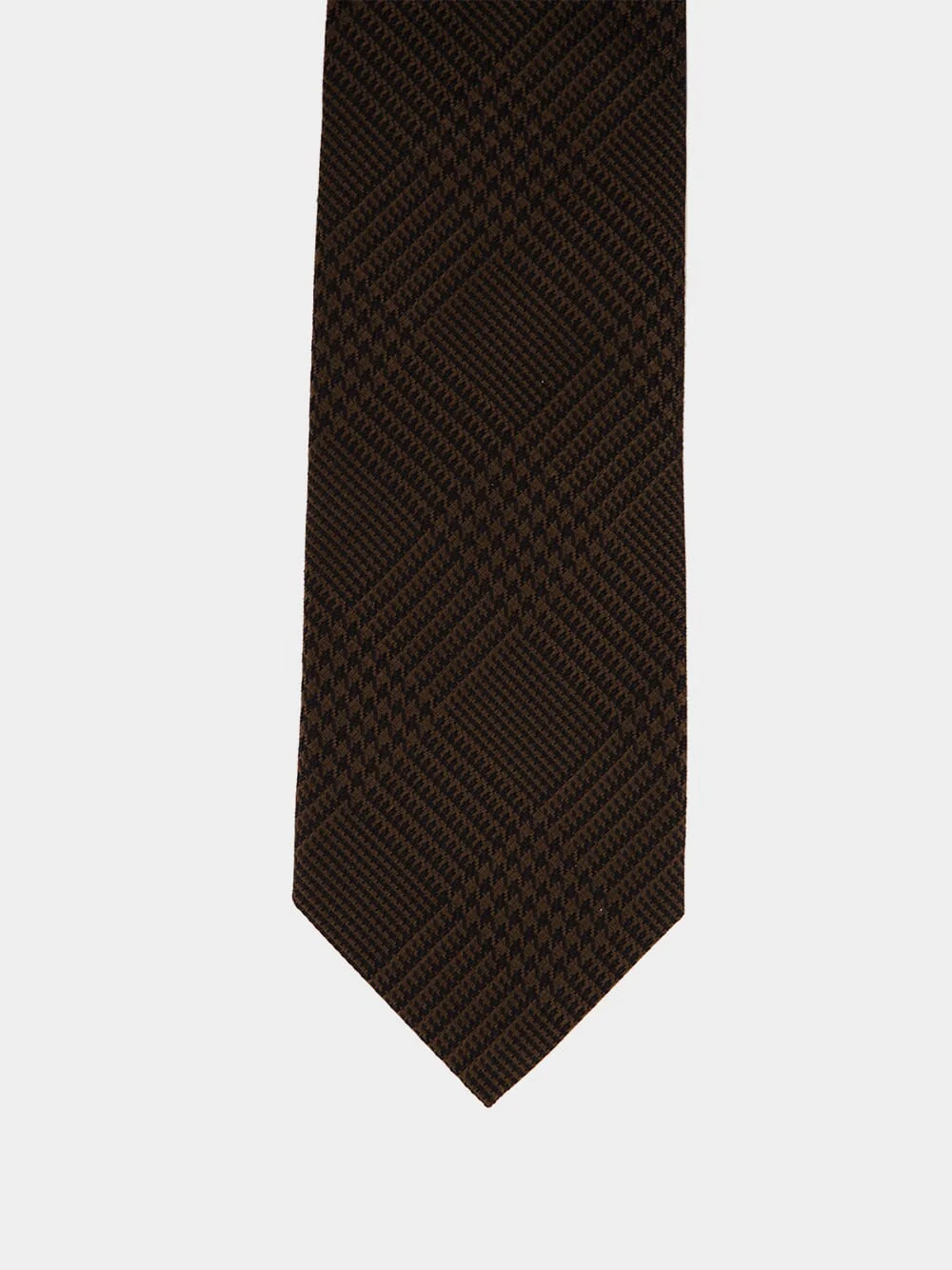 Dark Chocolate Prince of Wales Mulberry Silk Tie - Image 2