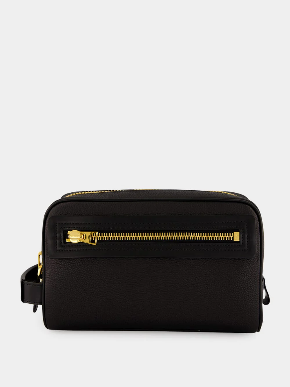 Black Grain Leather Toiletry Case