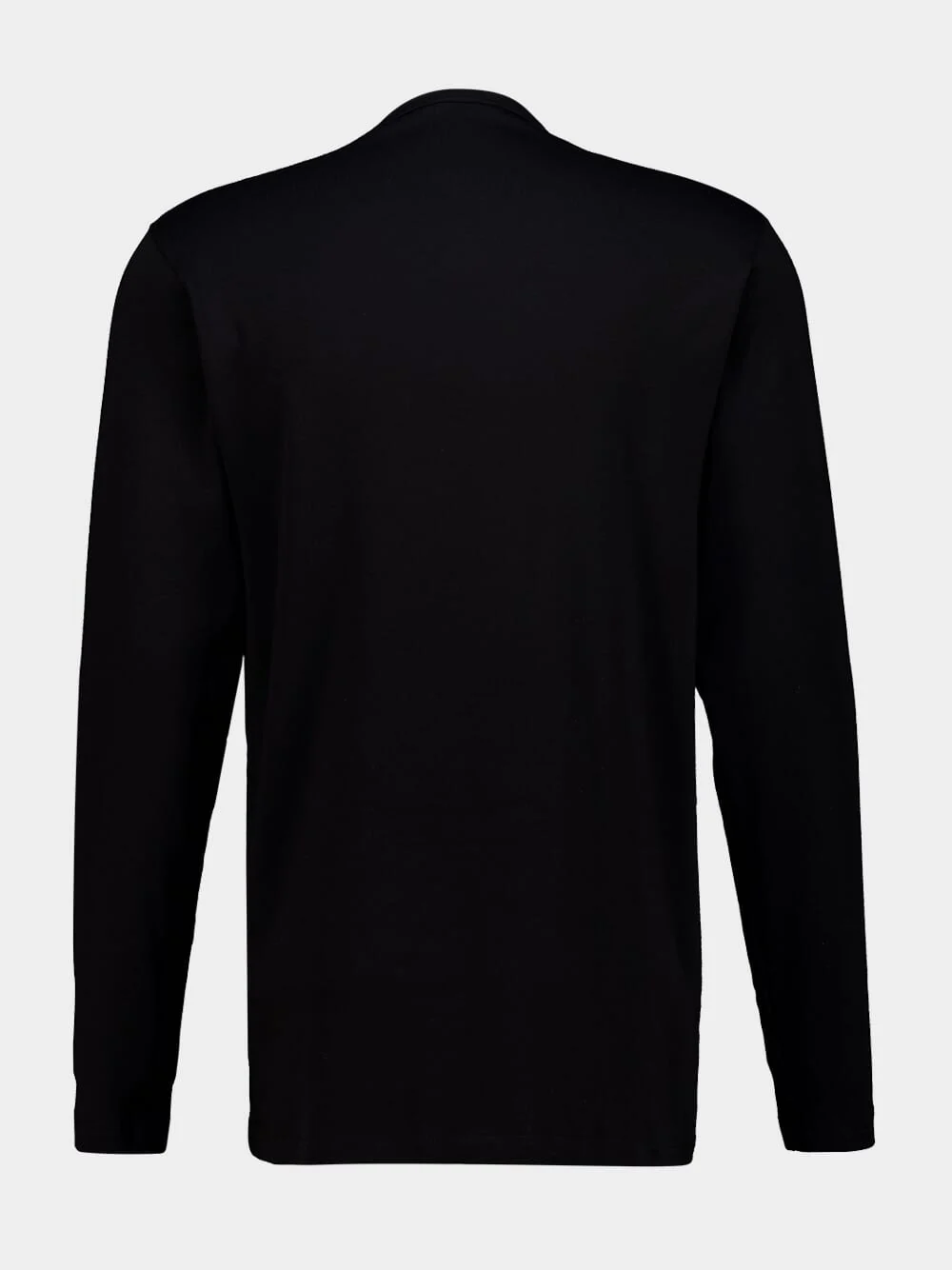 Black Cotton Stretch Jersey Henley Top - Image 2