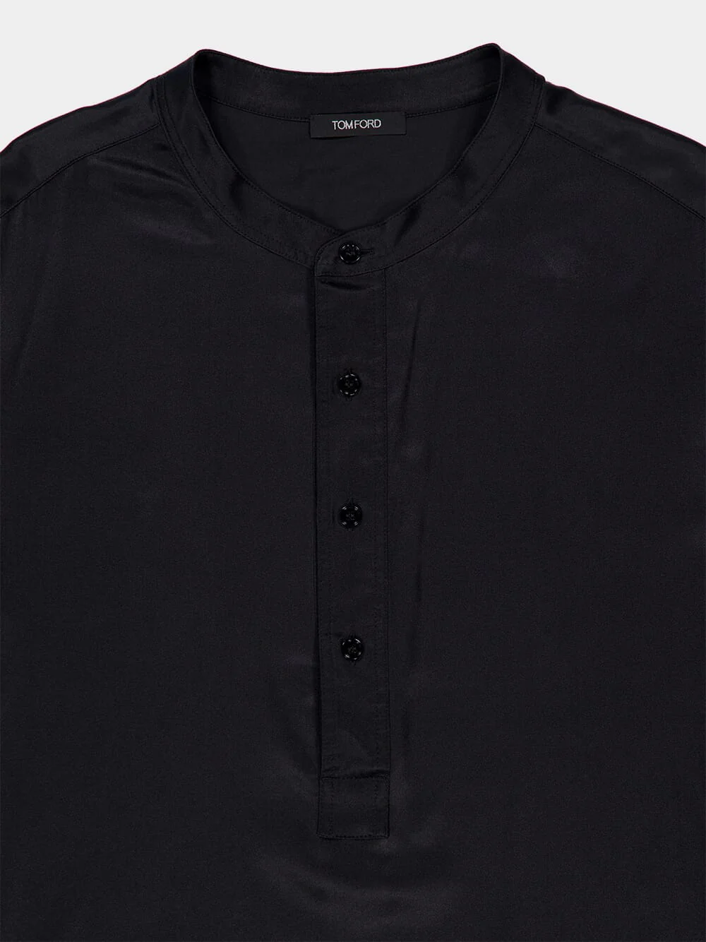 Black Silk Henley Pyjama Top - Image 3