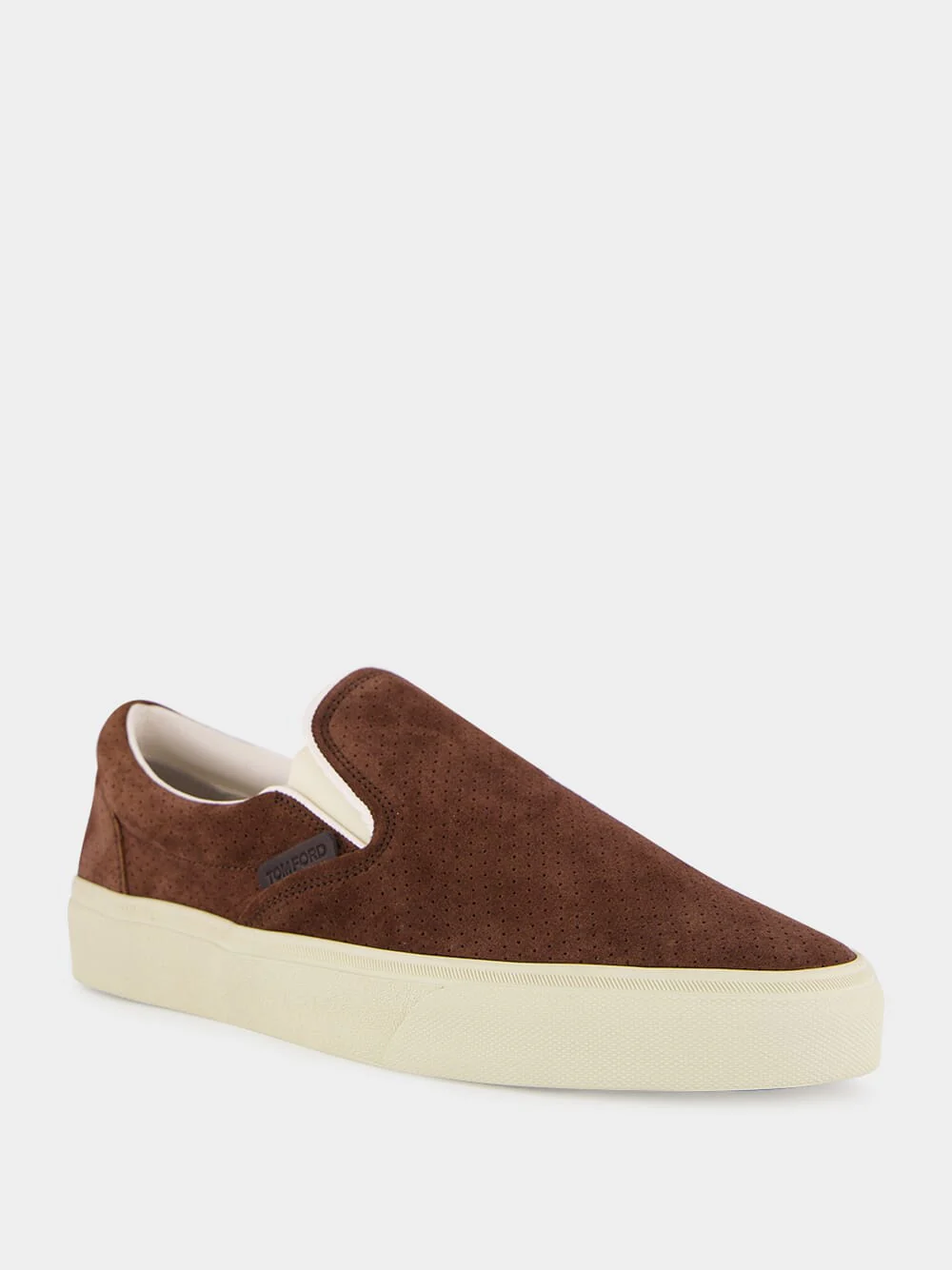 Walnut and Cream Perforated Suede Jude Slip-On Sneaker - Image 2