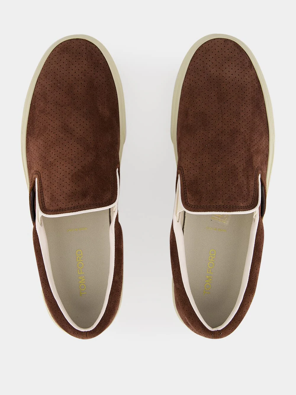 Walnut and Cream Perforated Suede Jude Slip-On Sneaker - Image 4