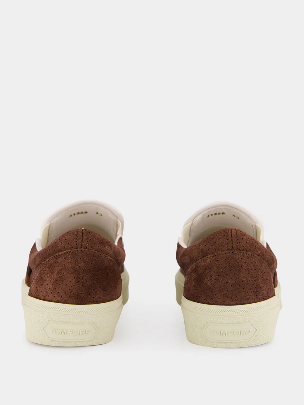 Walnut and Cream Perforated Suede Jude Slip-On Sneaker - Image 5