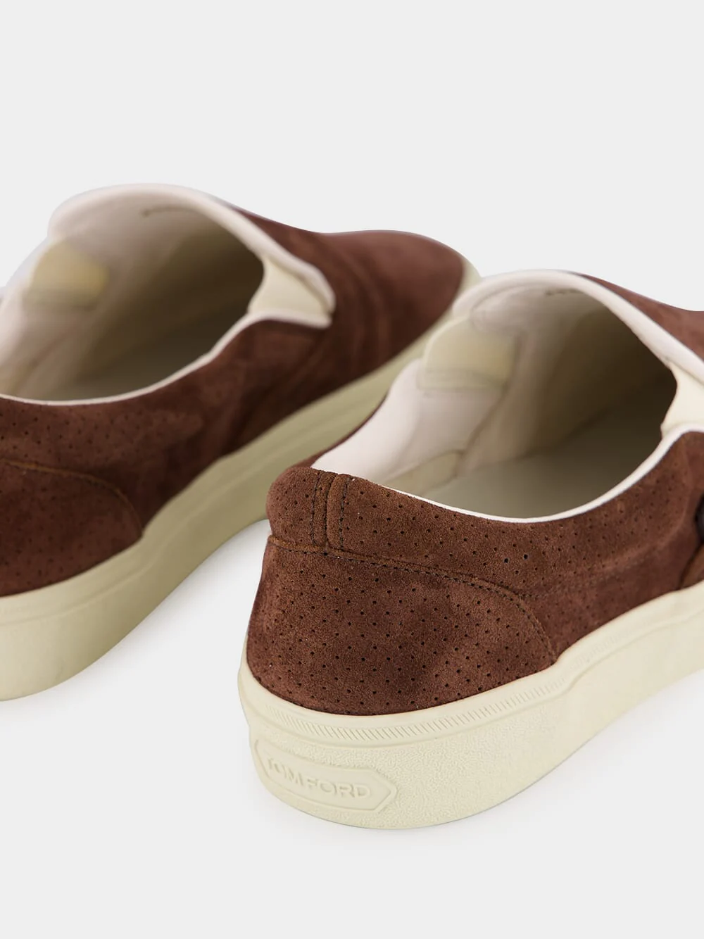Walnut and Cream Perforated Suede Jude Slip-On Sneaker - Image 6
