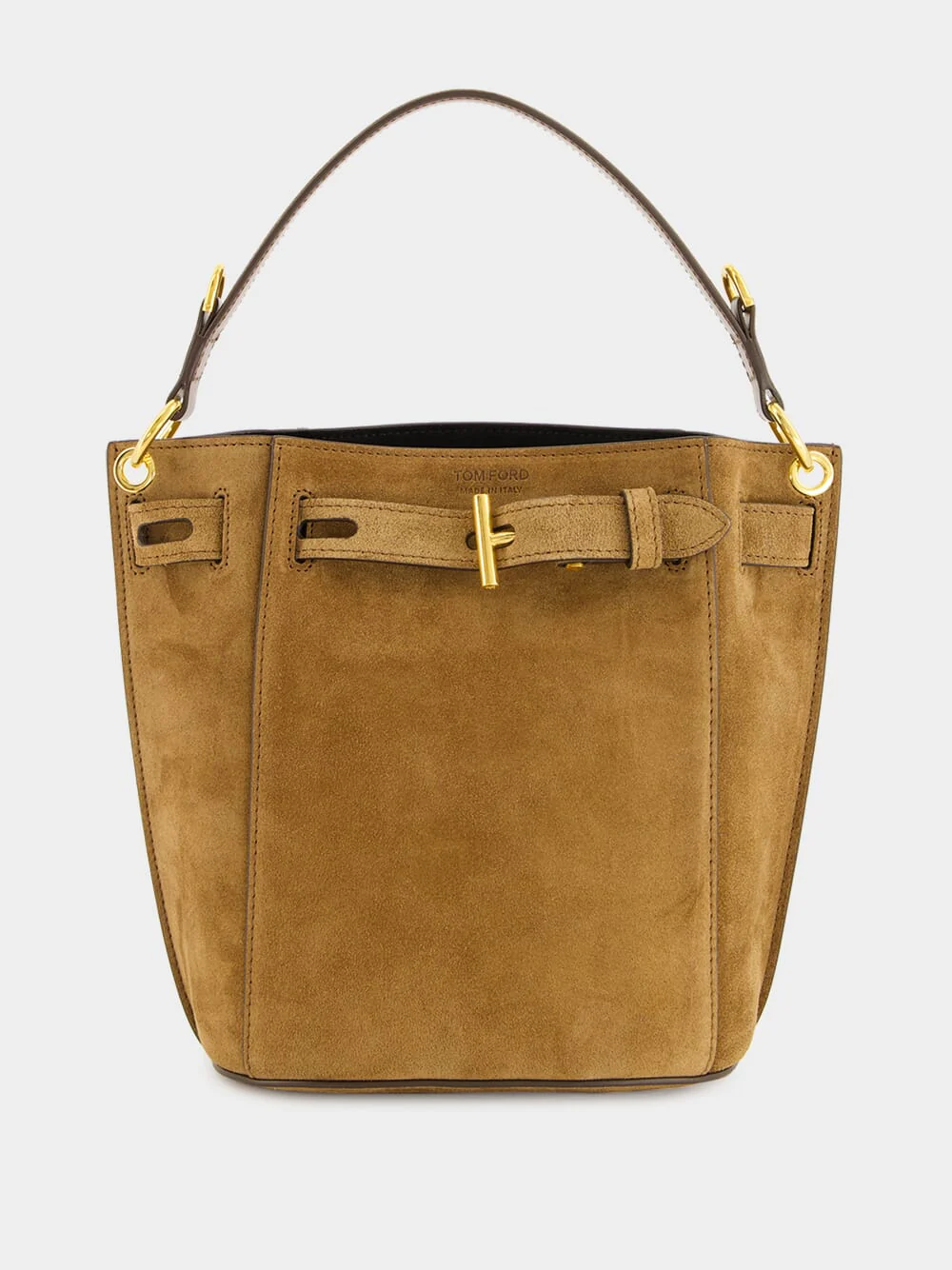 Whisky Brown Bucket Bag in Suede Leather