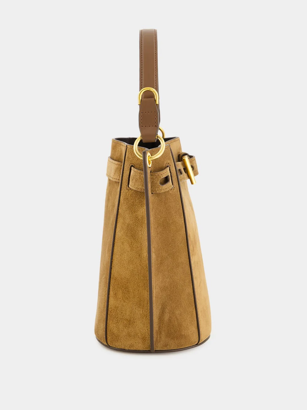 Whisky Brown Bucket Bag in Suede Leather - Image 4