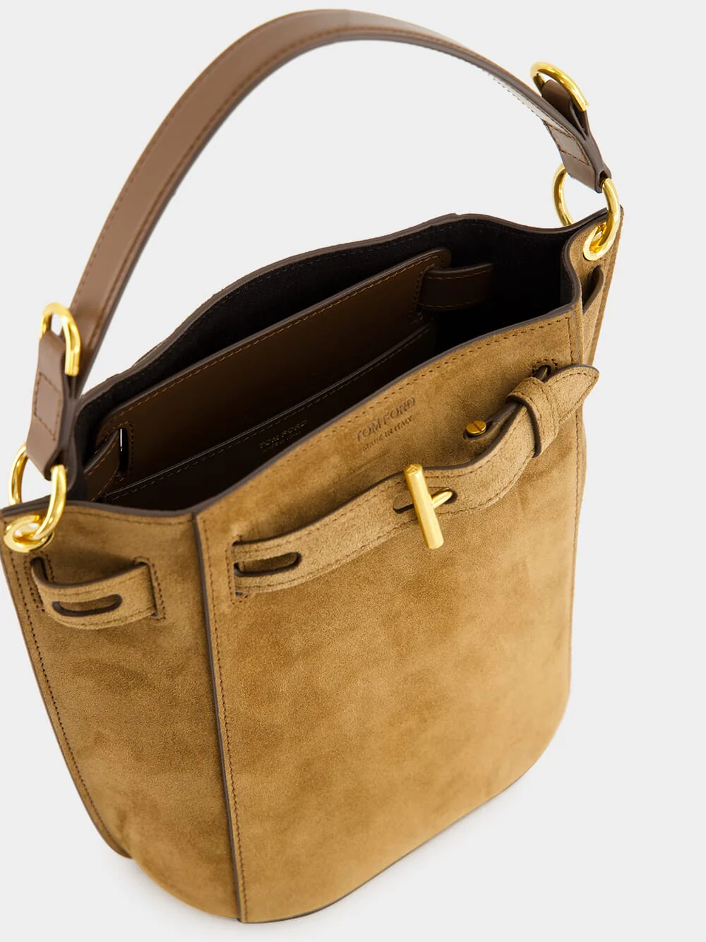 Whisky Brown Bucket Bag in Suede Leather - Image 6