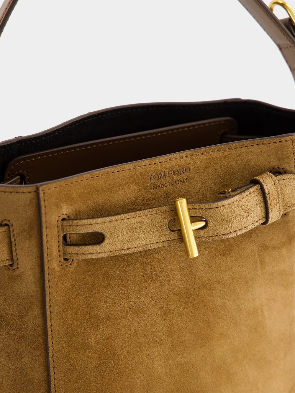 Whisky Brown Bucket Bag in Suede Leather - Image 7