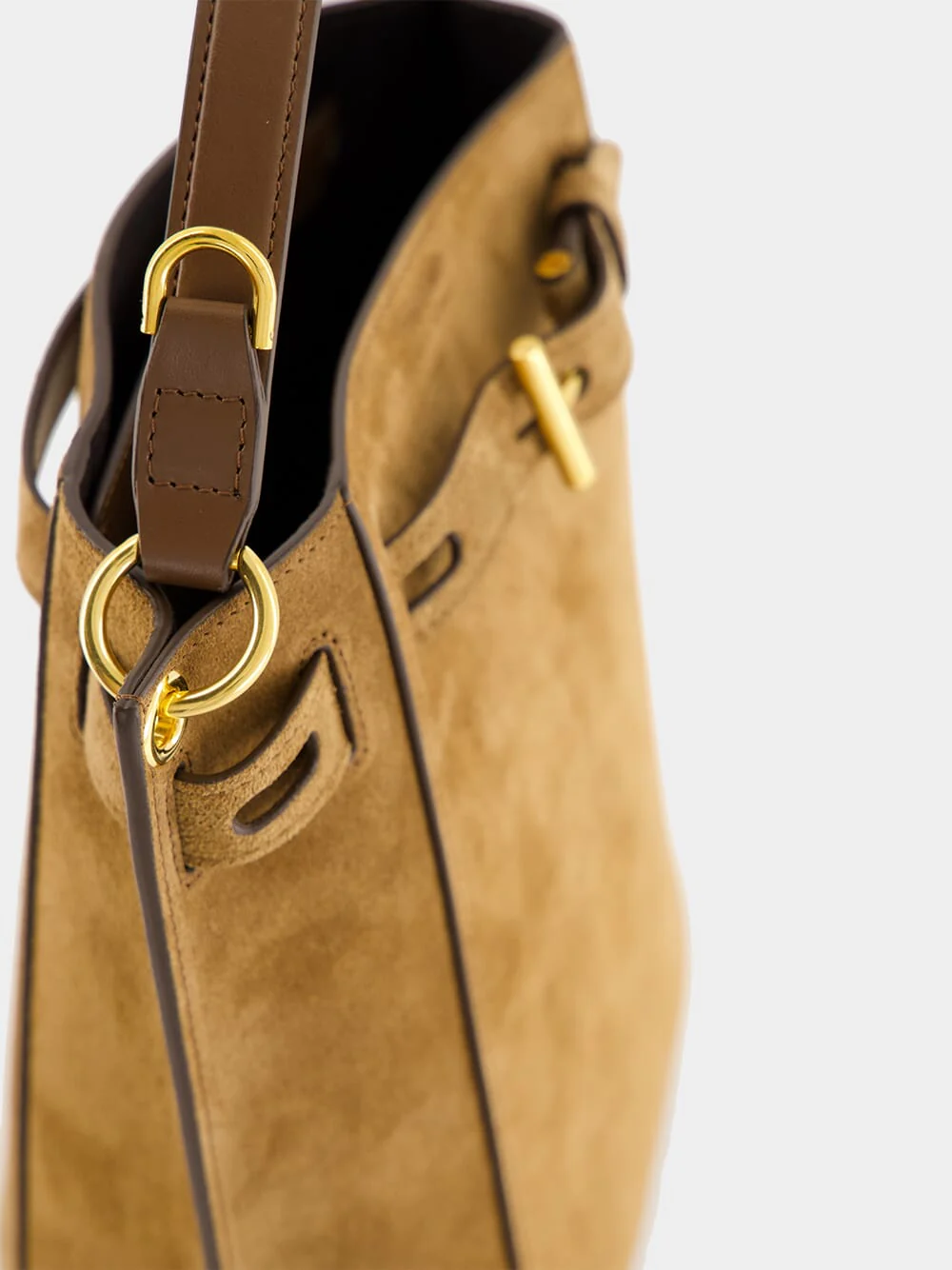 Whisky Brown Bucket Bag in Suede Leather - Image 8