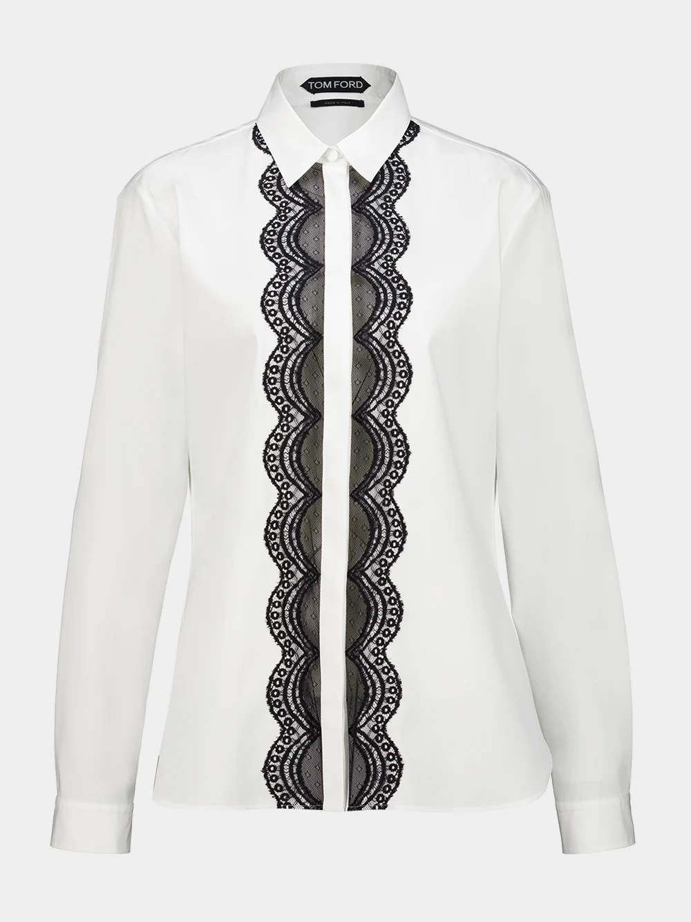 White and Black Lace-Detail Shirt