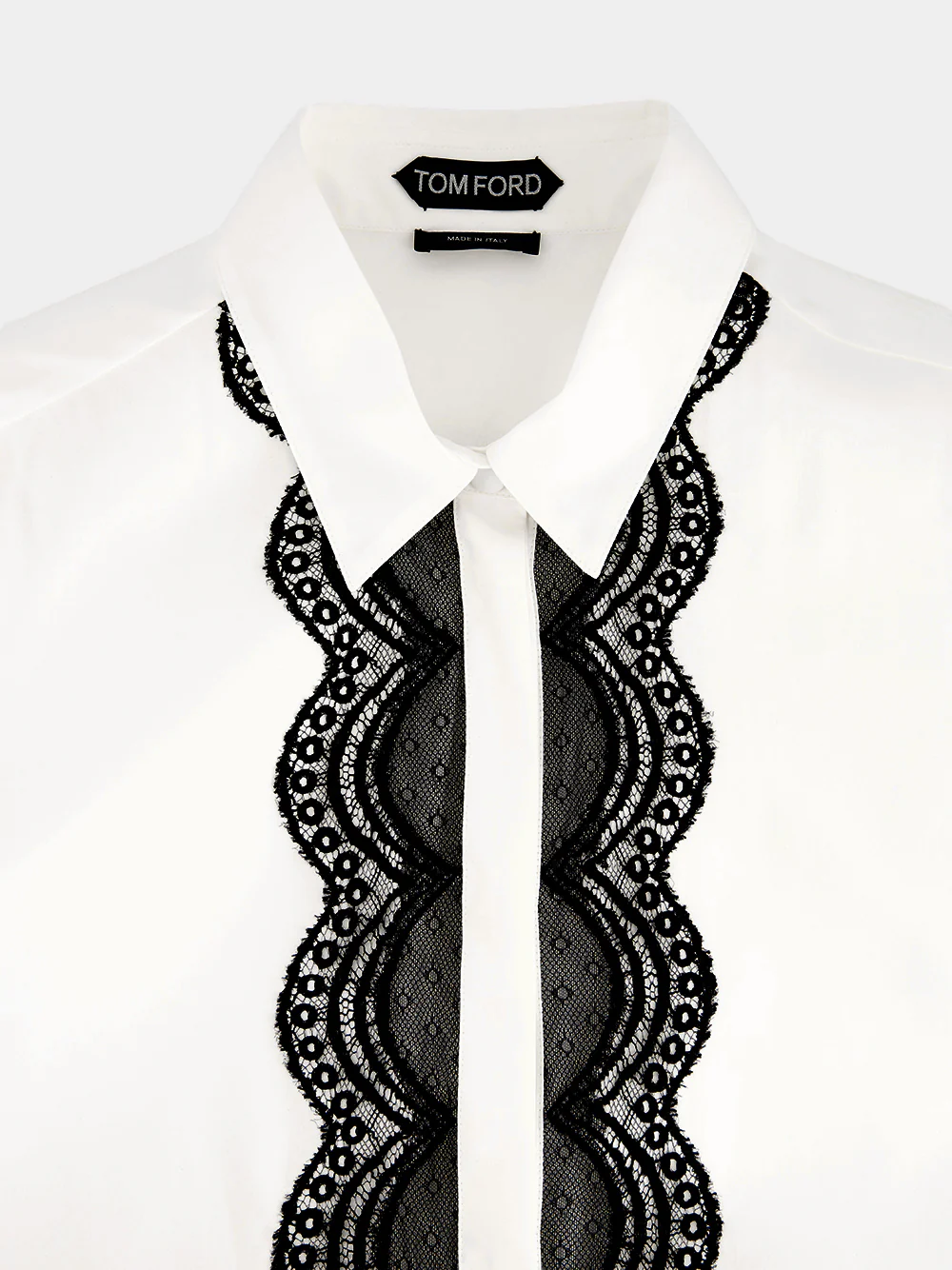 White and Black Lace-Detail Shirt - Image 3