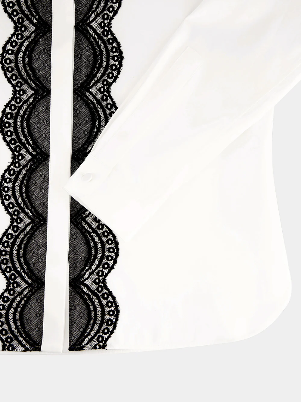 White and Black Lace-Detail Shirt - Image 4