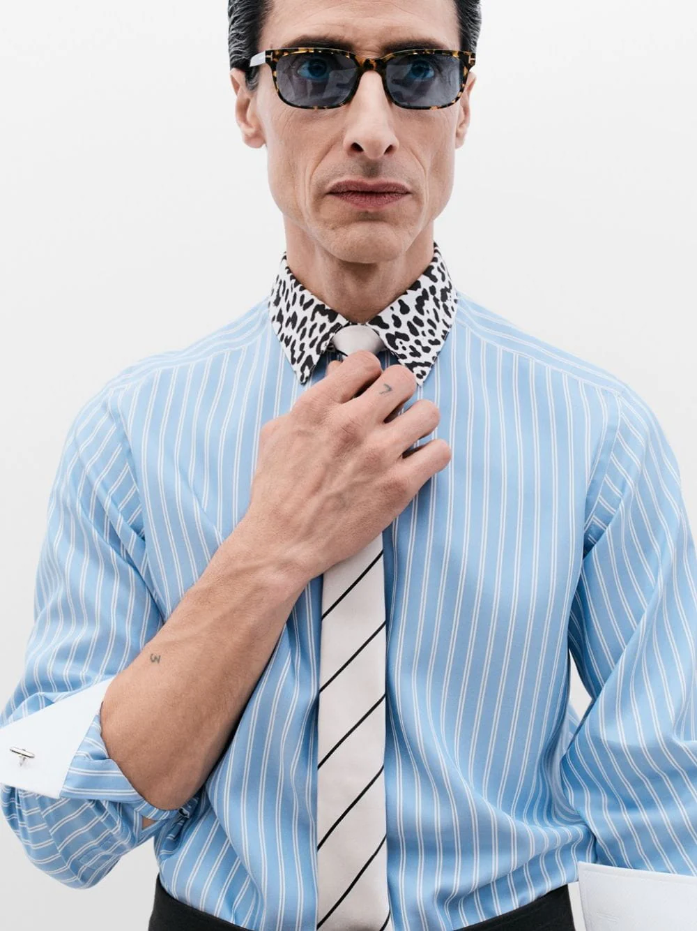 White and Blue Cotton Stripe Shirt