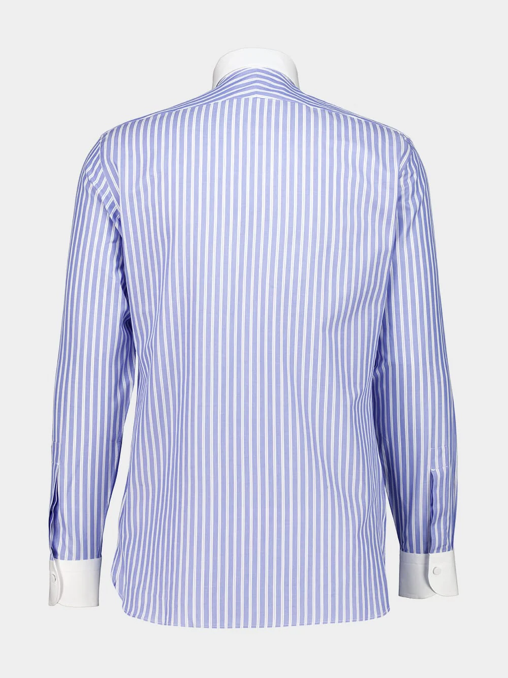 White and Blue Cotton Stripe Shirt - Image 3