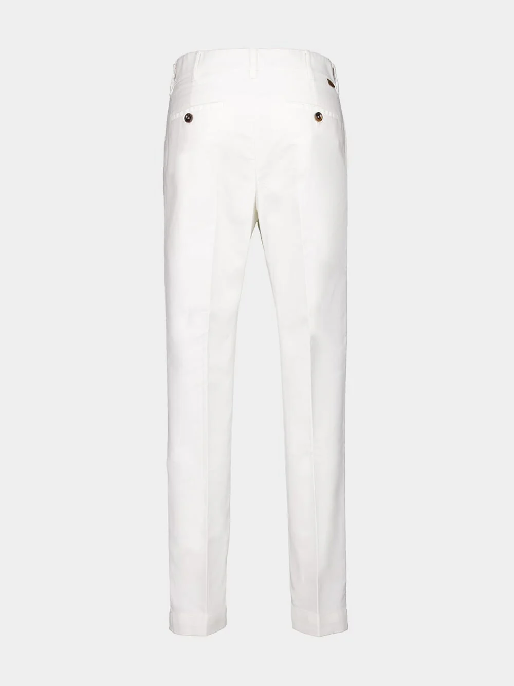 White Cotton Satin Chino Trousers - Image 4