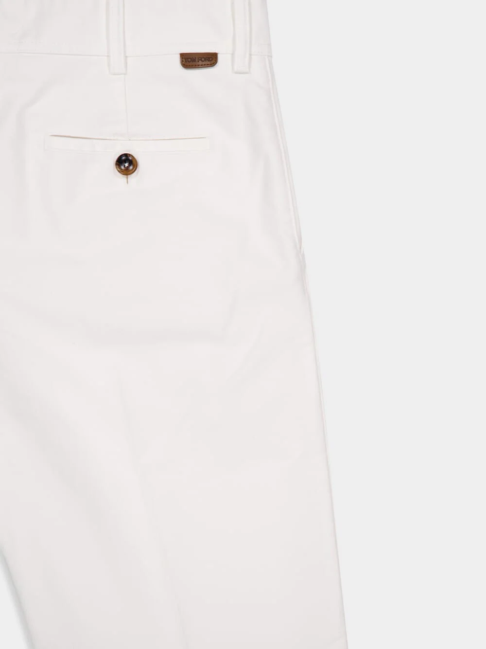 White Cotton Satin Chino Trousers - Image 6
