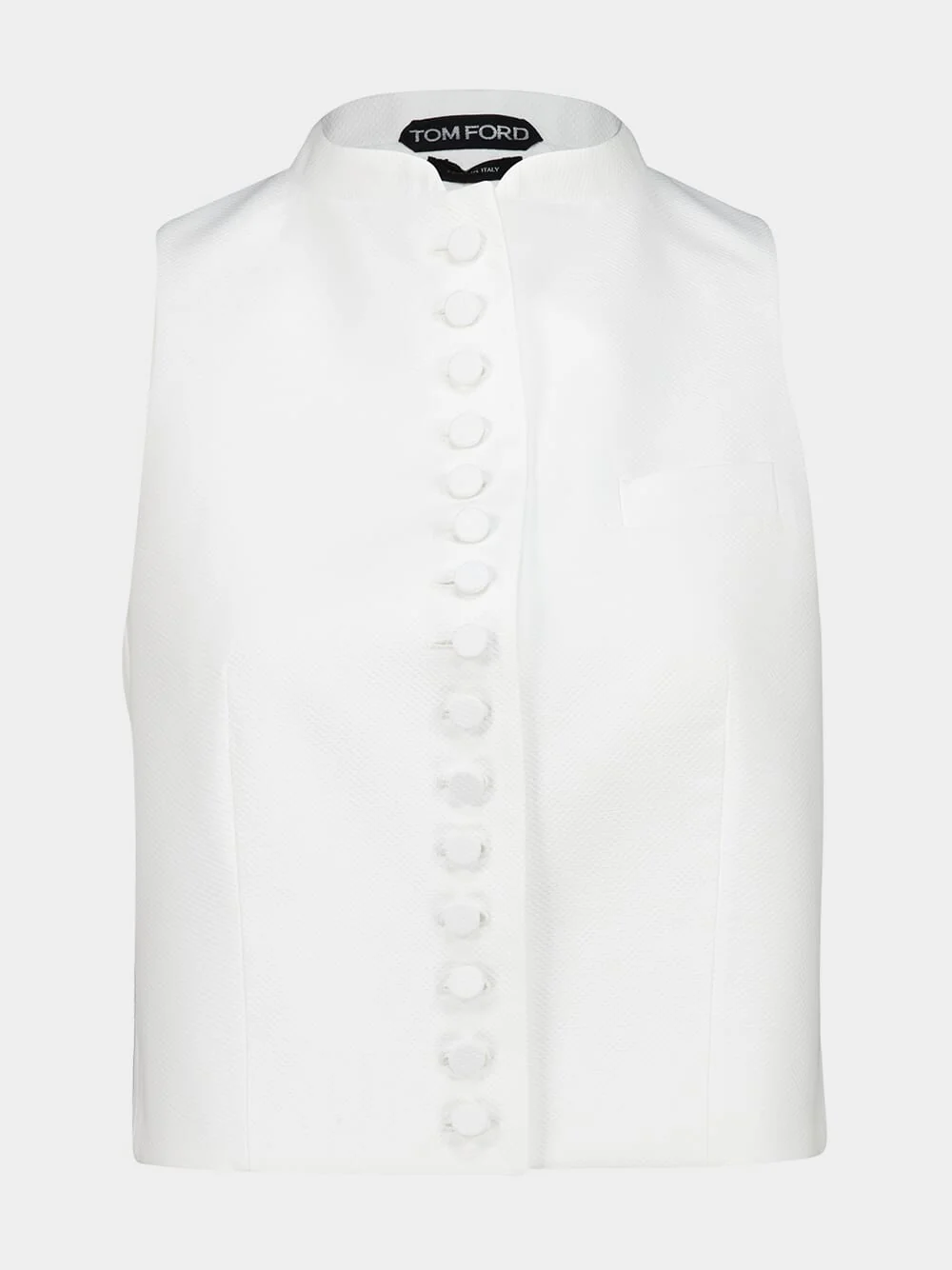 White Cotton Waist-Length Buttoned Top