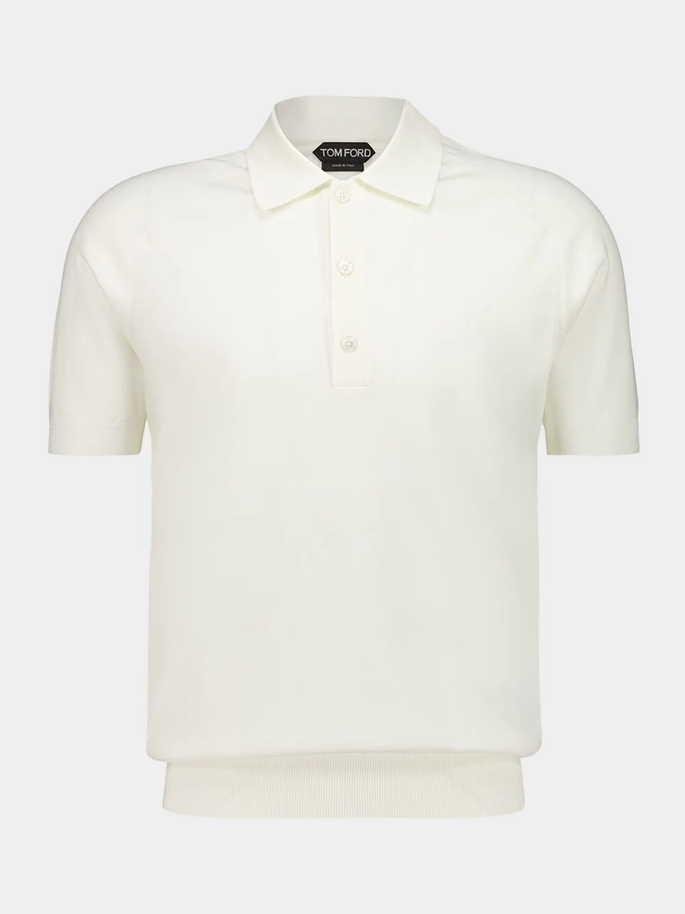 White Fine Merino Wool Knit Polo