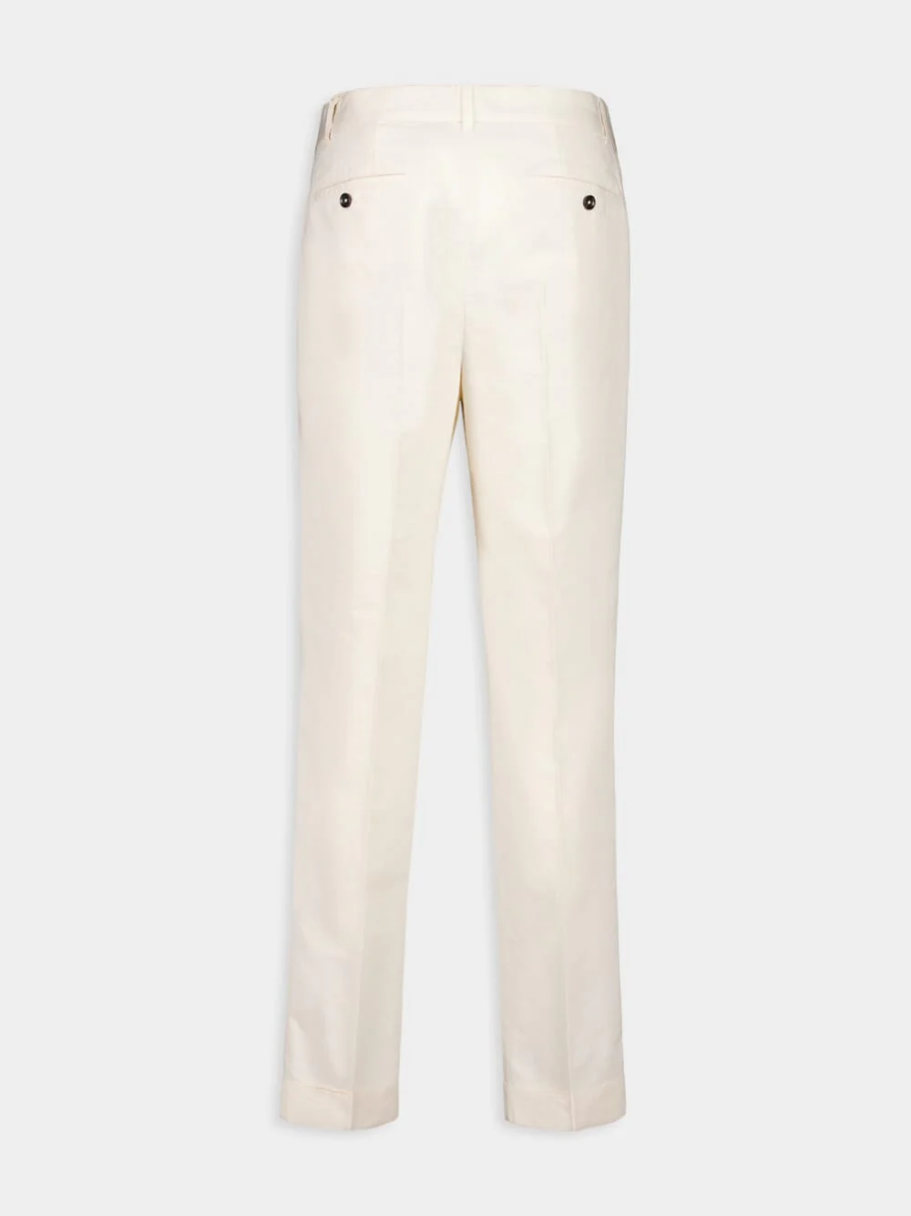 White Poplin Double-Pleat Fluid Cotton and Silk Chinos - Image 2