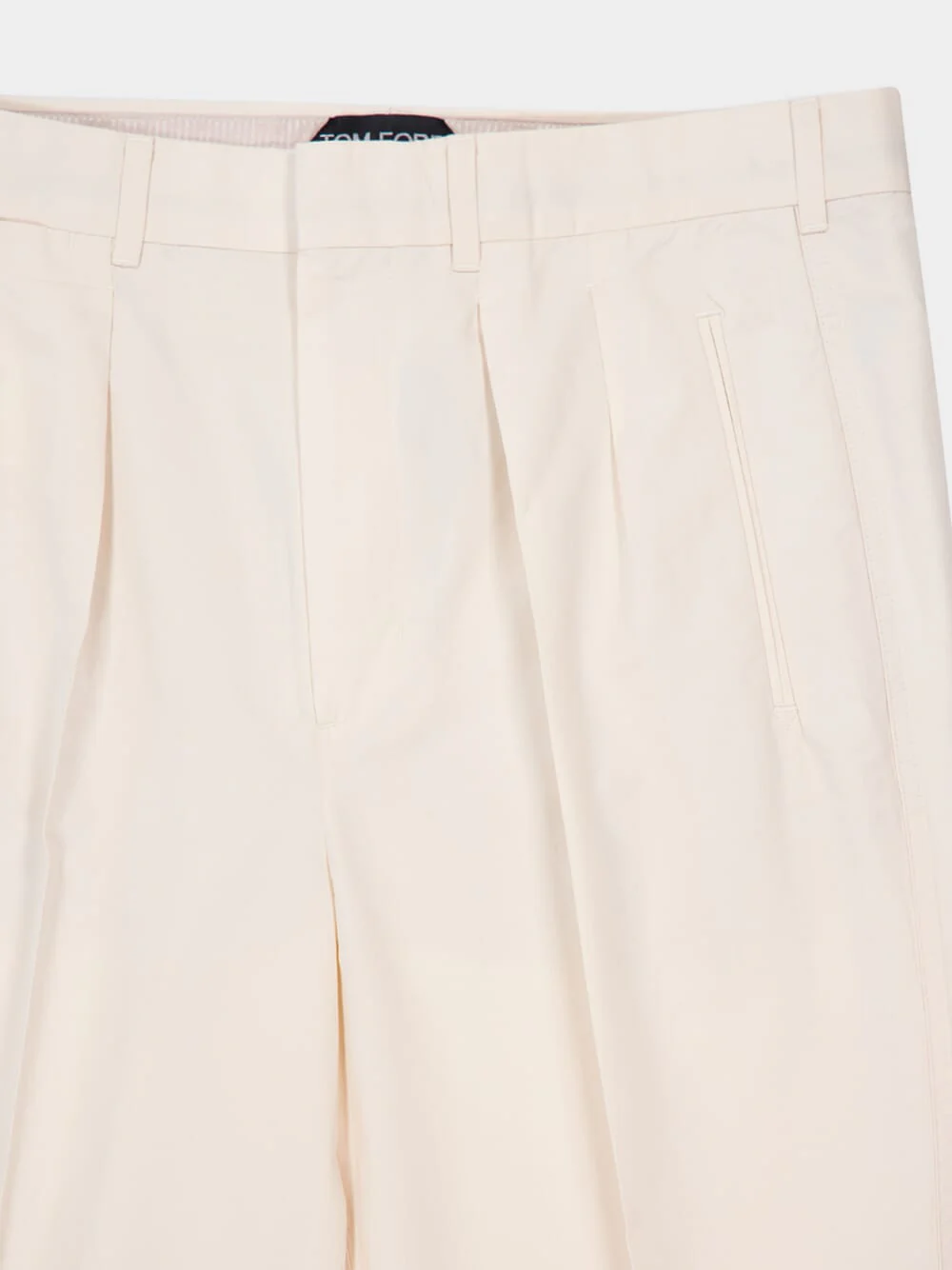 White Poplin Double-Pleat Fluid Cotton and Silk Chinos - Image 3