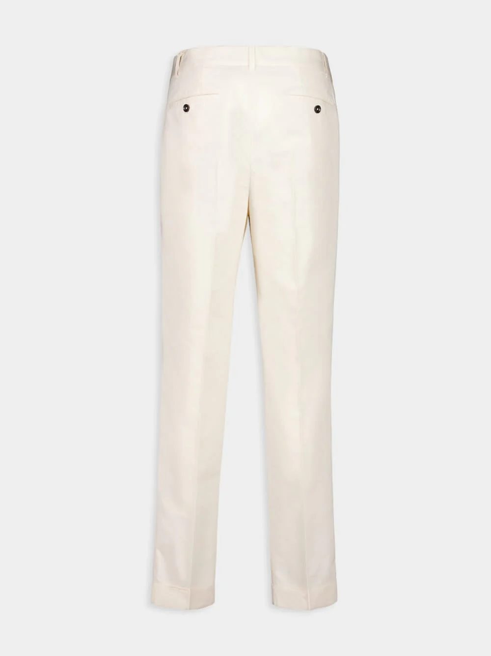 White Poplin Double-Pleat Fluid Cotton and Silk Chinos - Image 6