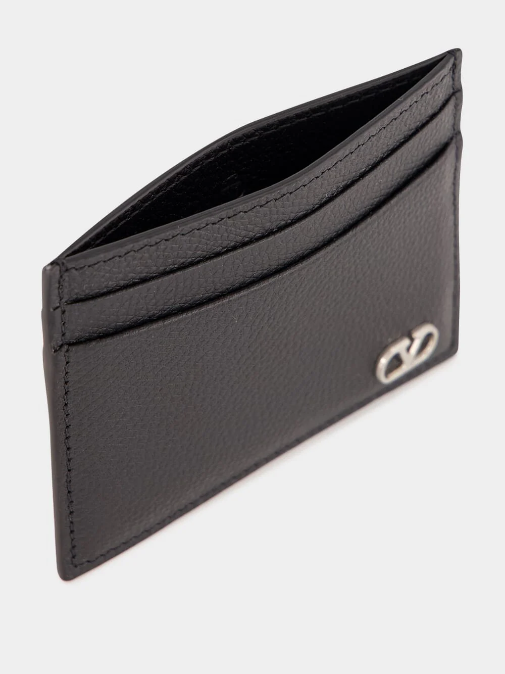 Black Calfskin Cardholder with VLogo - Image 3