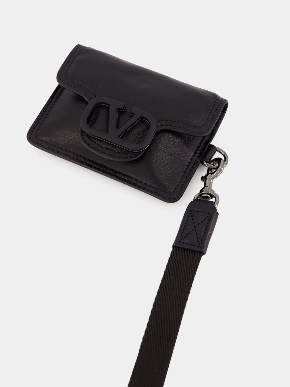 Black Nappa Leather Neck Wallet - Image 4