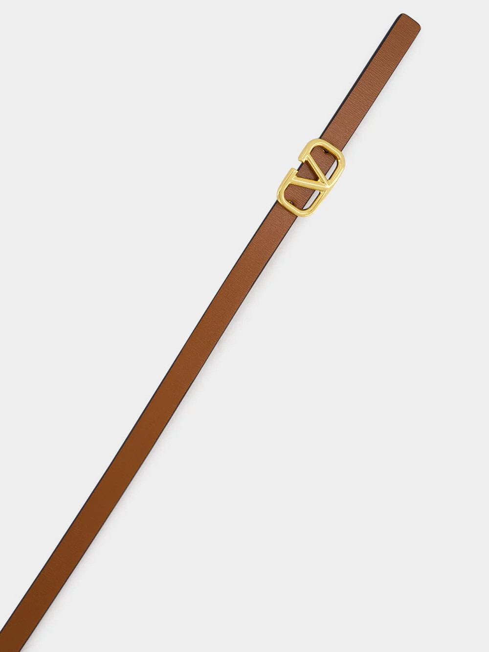 Brown Reversible Belt with Antique Brass VLogo Signature - Image 3