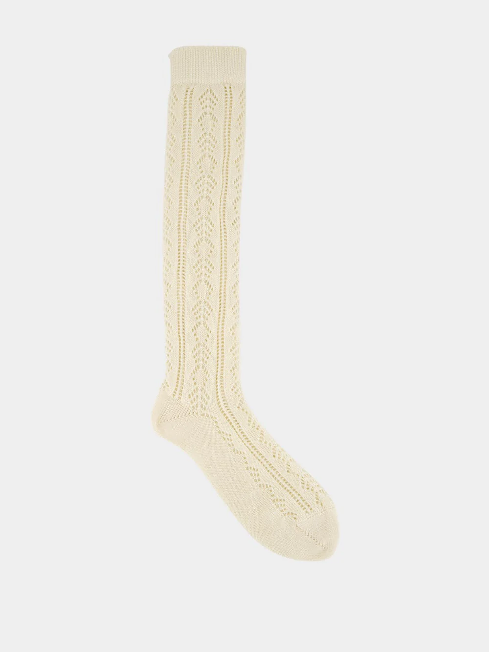 Butter Perforated Cotton Socks with VLogo - Image 2