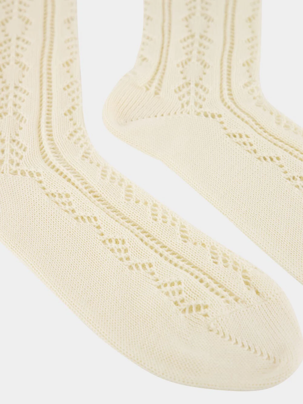 Butter Perforated Cotton Socks with VLogo - Image 3