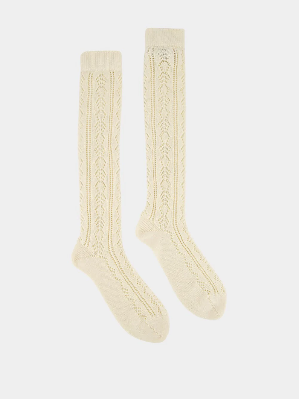 Butter Perforated Cotton Socks with VLogo - Image 5