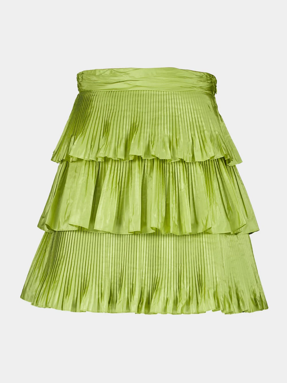 Acid Green Silk Taffetas Ruffle Skirt