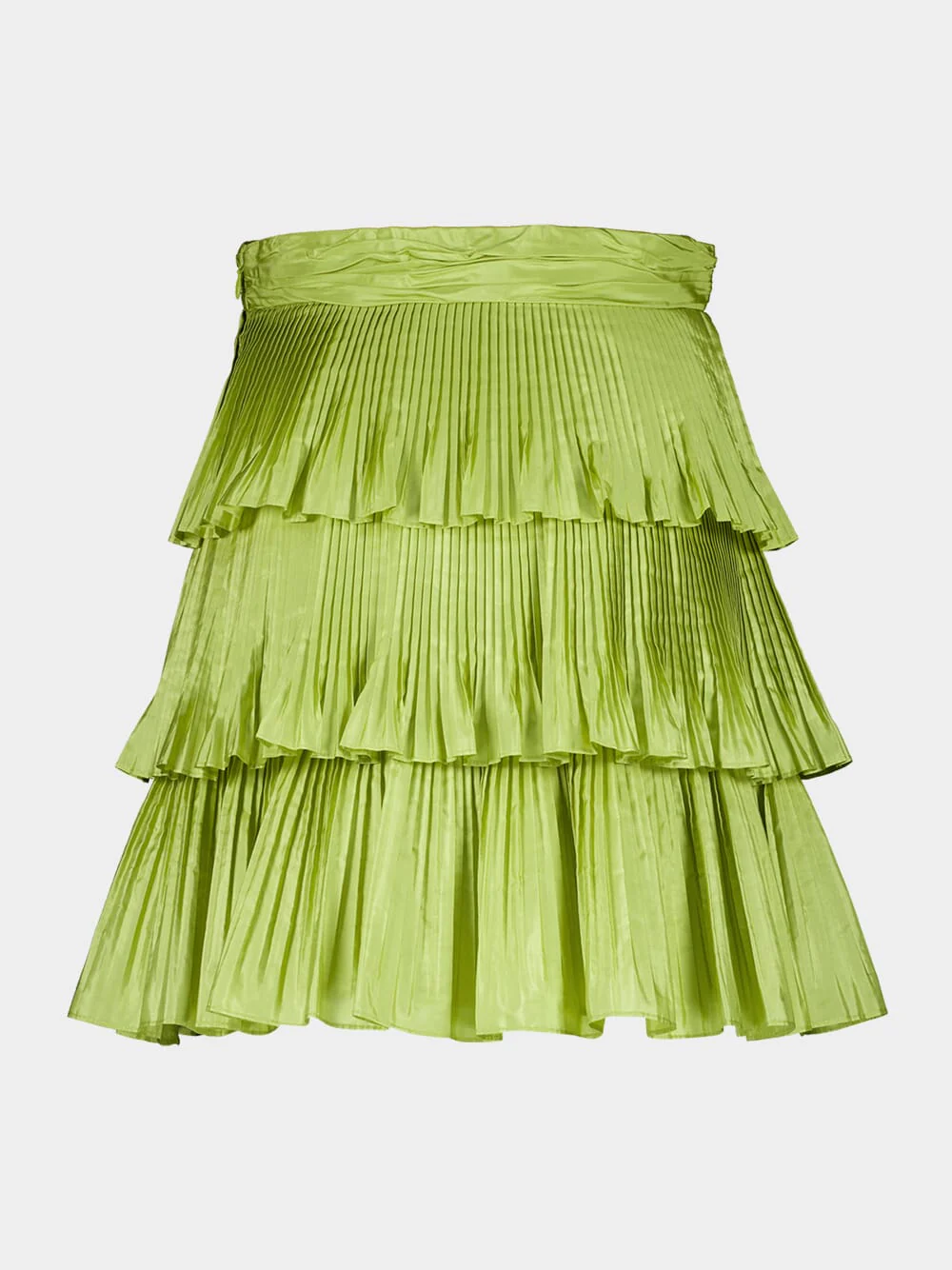 Acid Green Silk Taffetas Ruffle Skirt - Image 2
