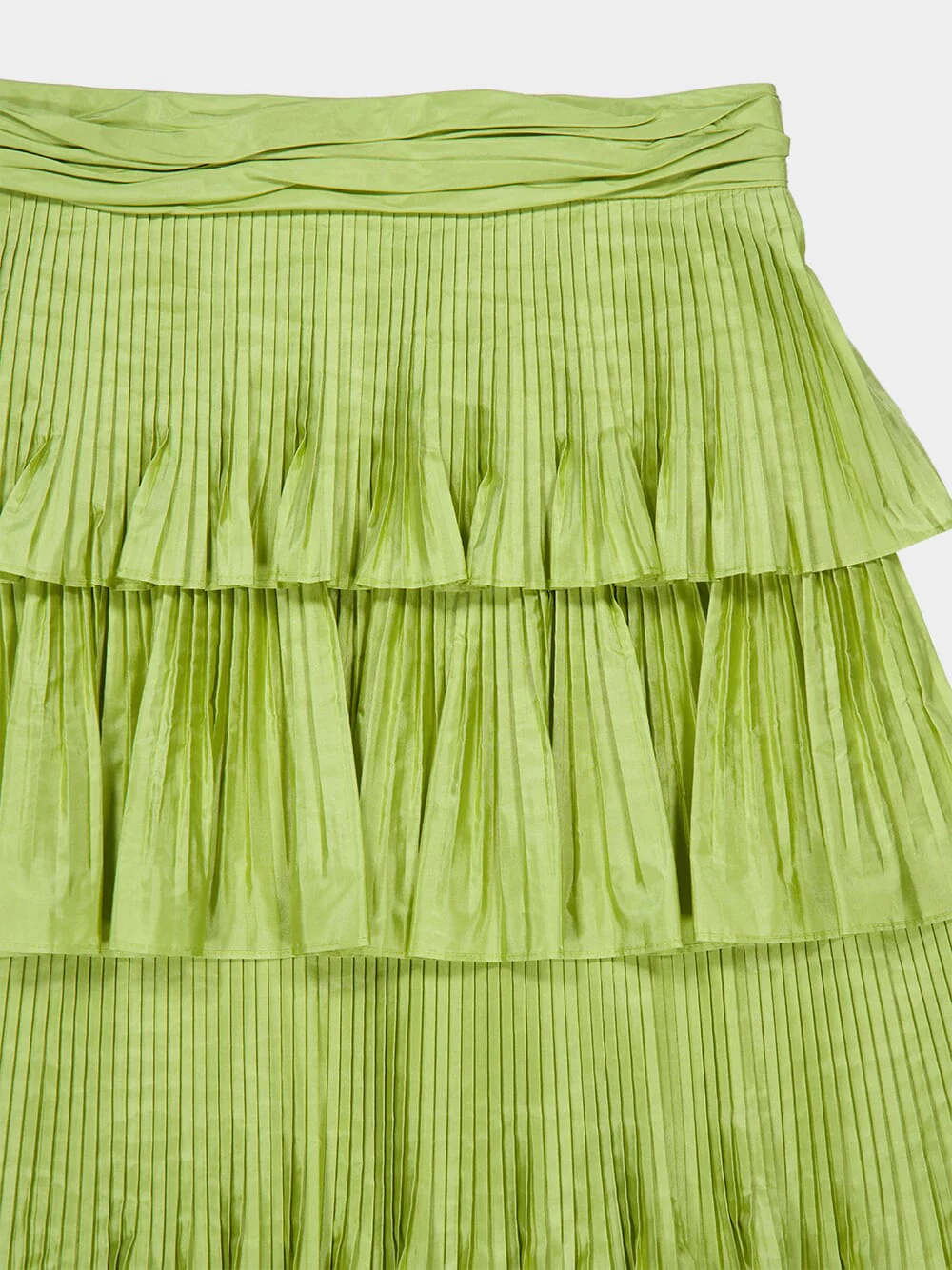 Acid Green Silk Taffetas Ruffle Skirt - Image 3