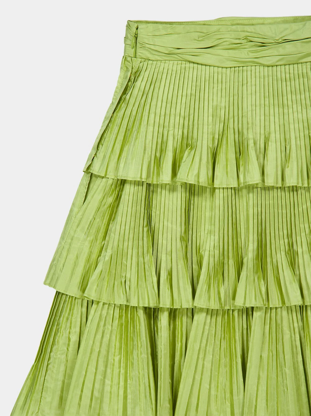 Acid Green Silk Taffetas Ruffle Skirt - Image 4
