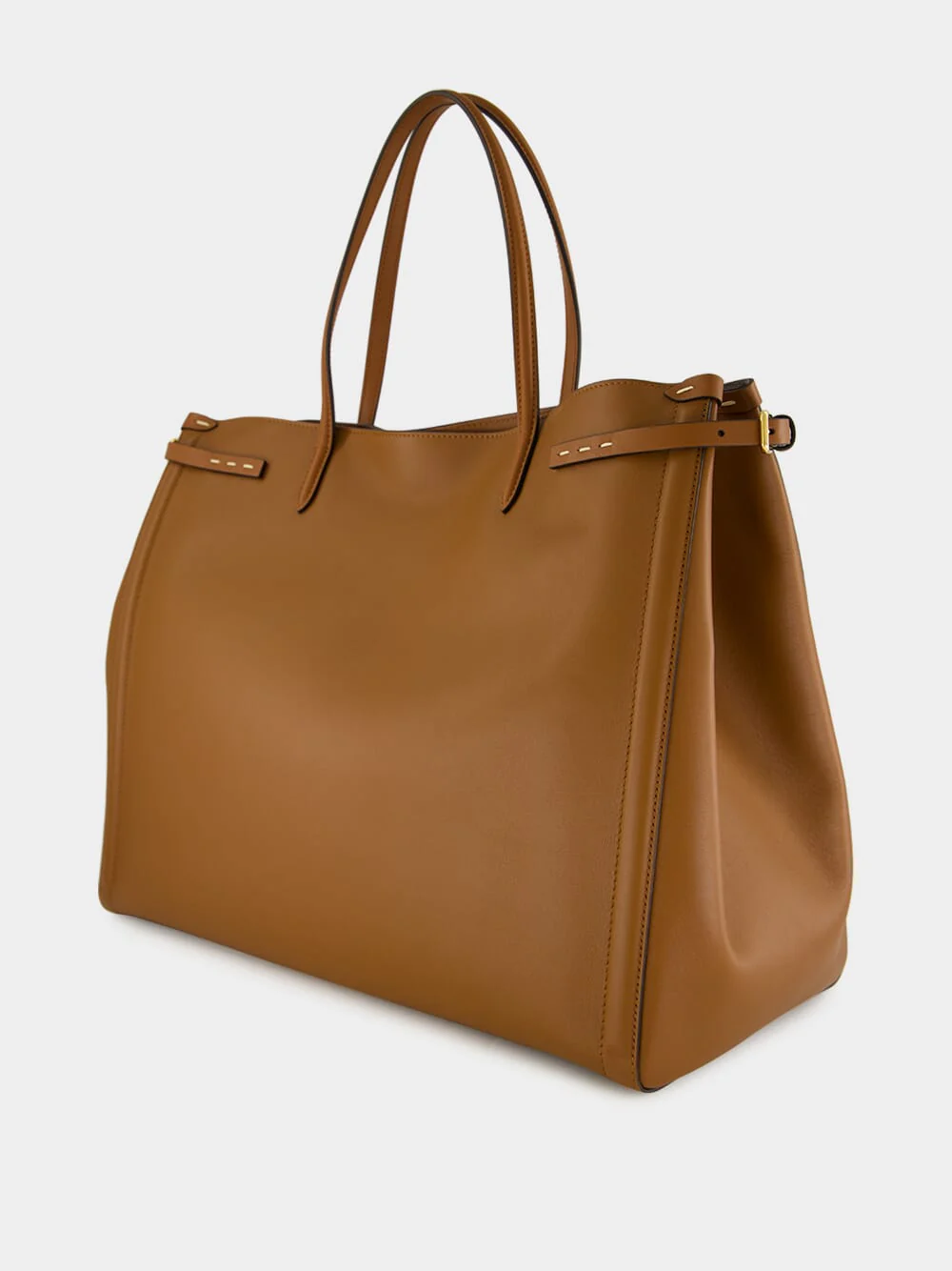 Antibes Large Calfskin Shopping Bag in Tobacco Brown - Image 4