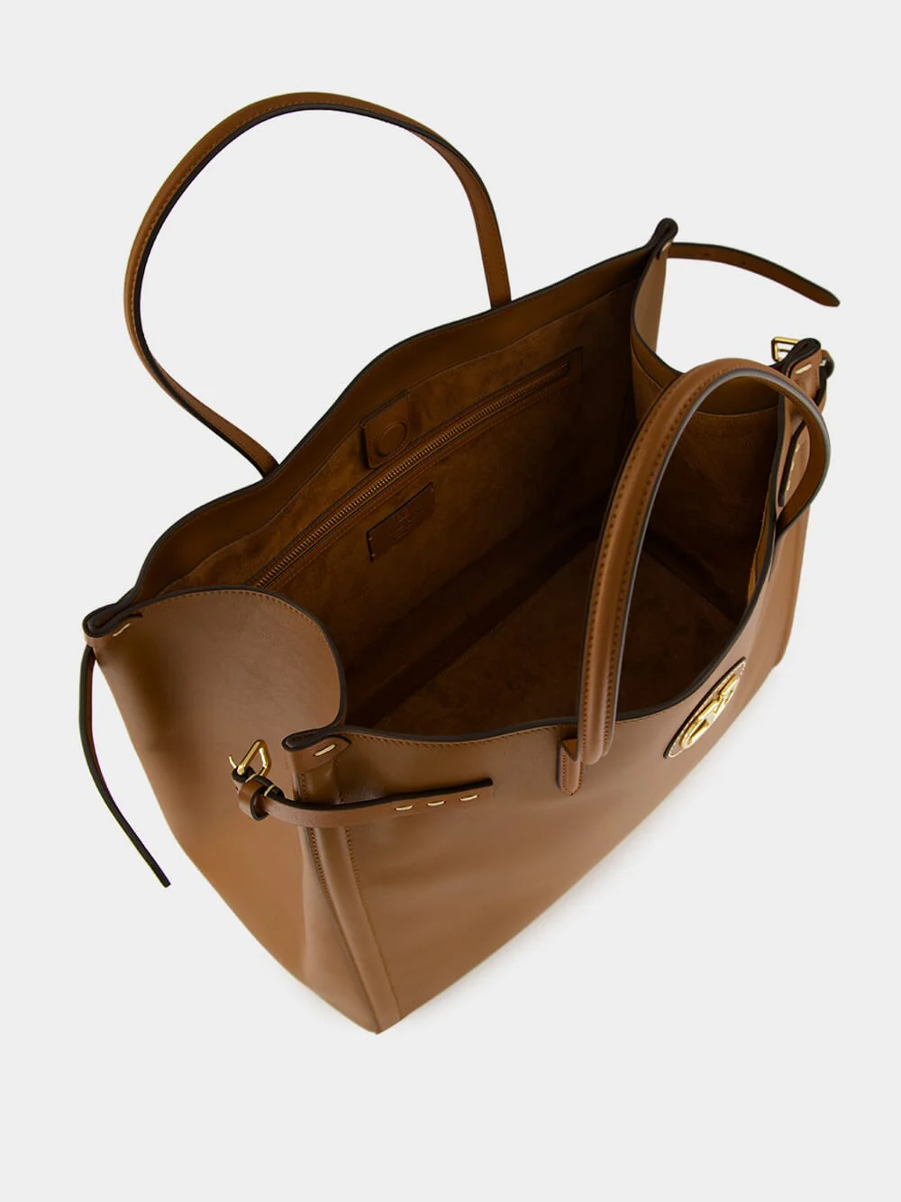 Antibes Large Calfskin Shopping Bag in Tobacco Brown - Image 5