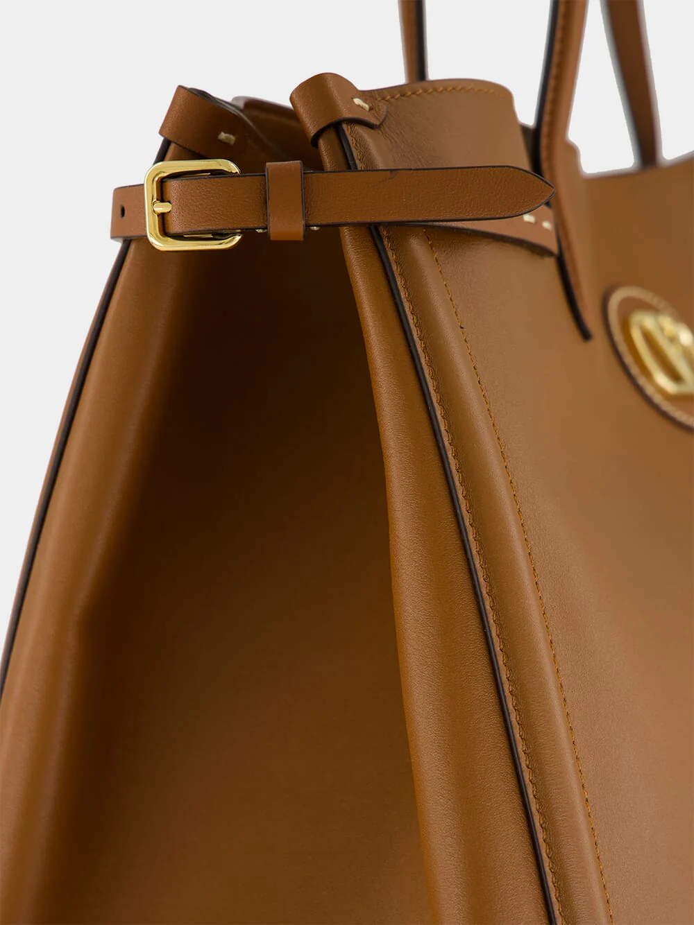 Antibes Large Calfskin Shopping Bag in Tobacco Brown - Image 6