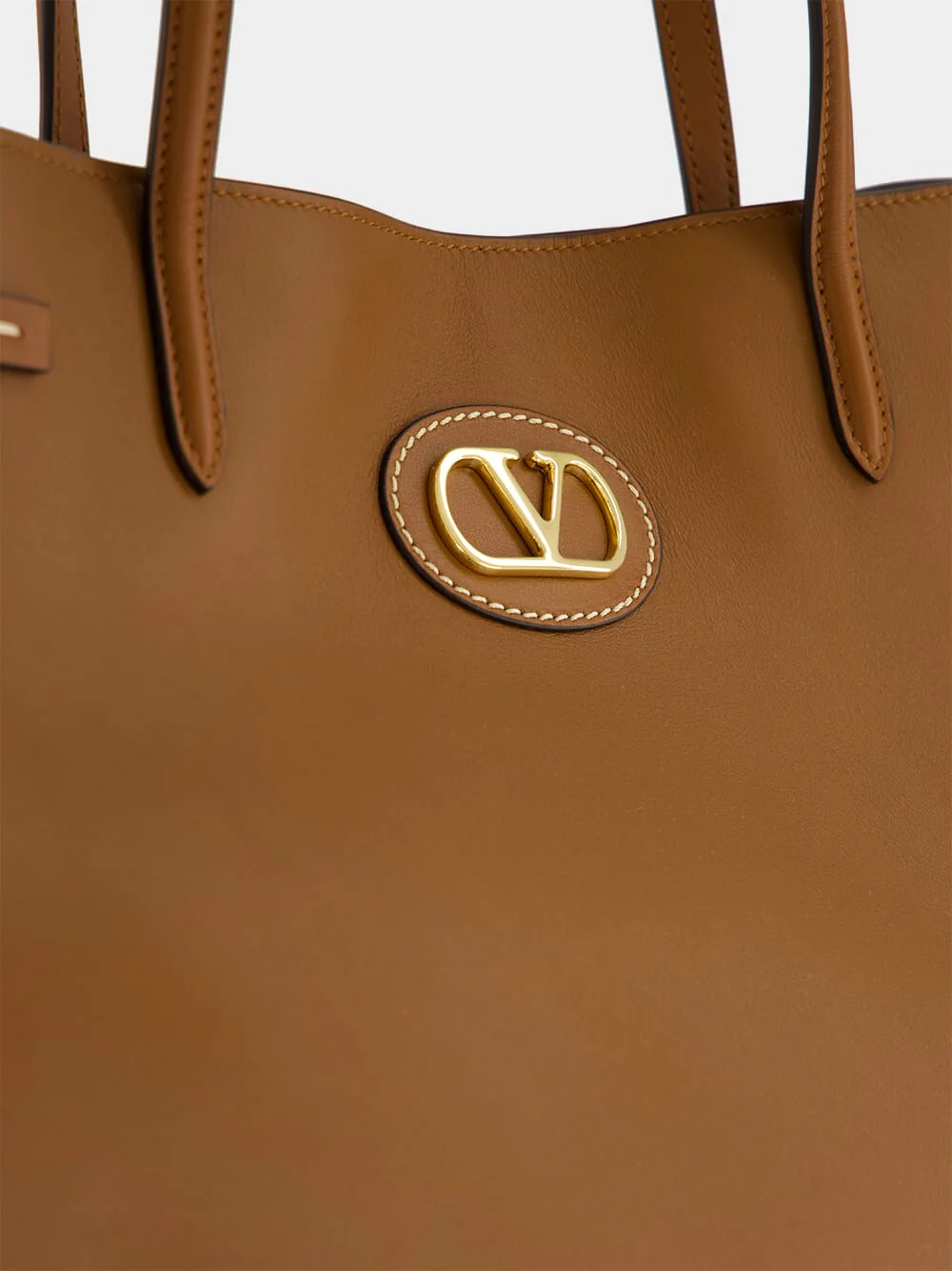 Antibes Large Calfskin Shopping Bag in Tobacco Brown - Image 7