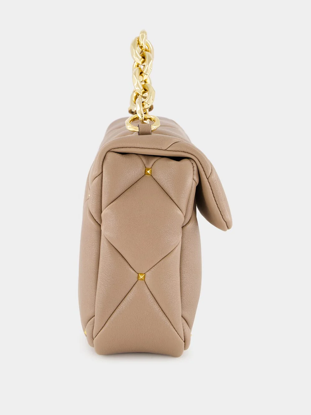 Beige Quilted Lambskin Handbag with Chain Strap - Image 4