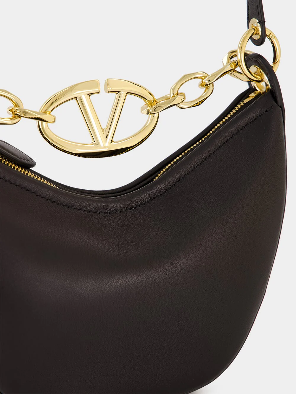 Black Mini VLogo Moon Hobo Bag - Image 8