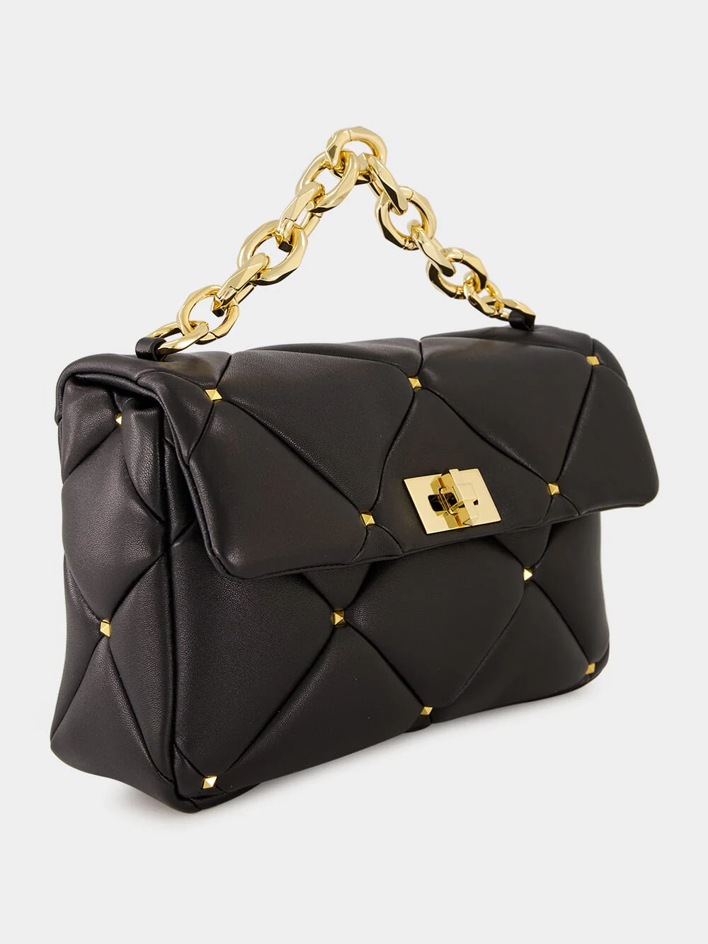 Black Roman Stud Large Shoulder Bag - Image 3