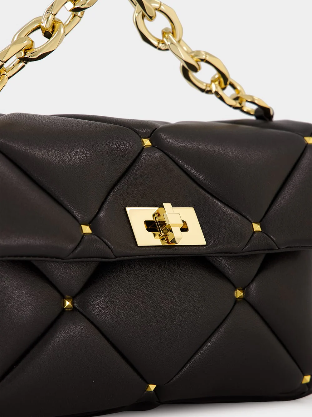 Black Roman Stud Large Shoulder Bag - Image 7